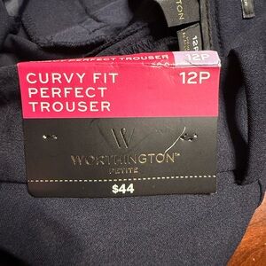 Worthington Petite Curvy Fit Trousers in Navy
